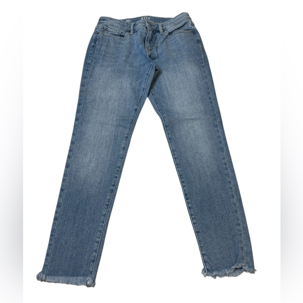 a.n.a. Mid Rise Skinny Stretch Crop Raw Hem Medium Wash Jeans Women’s Size 6